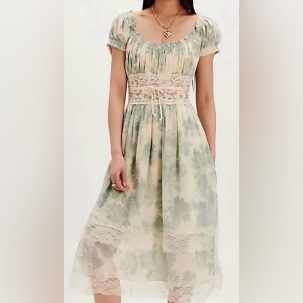 ‼️SOLD‼️ 80. Honeysuckle Printed Midi Dress | Cloud Combo | XS